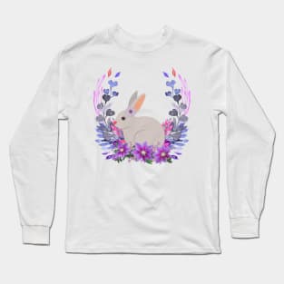 rabbit and flowers Long Sleeve T-Shirt
